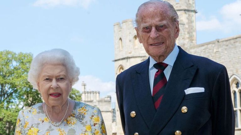queen elizabeth ii and the duke of edinburgh pictured 162020 in the quadrangle of windsor castle ahead of his 99th birthday on wednesday photo by steve parsonspa images via getty images