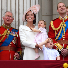 Prince Charles, Prince of Wales, Catherine, Duchess of Cambridge, Princess Charlotte, Prince George, Prince William, Duke of Cambridge, Prince Harry, Queen Elizabeth II and Prince Philip, Duke of Edinburgh stand on the balcony during the Trooping the Colour, this year marking the Queen's 90th birthday at The Mall on June 11, 2016 in London, England. The ceremony is Queen Elizabeth II's annual birthday parade and dates back to the time of Charles II in the 17th Century when the Colours of a regiment were used as a rallying point in battle