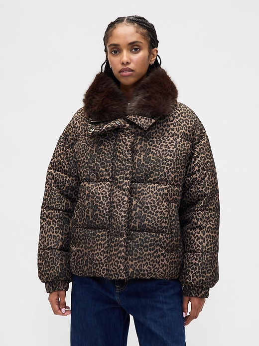 Faux Fur-Trim Puffer Jacket