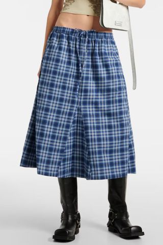 Acne Studios Checked mid-rise cotton maxi skirt