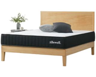 Allswell hybrid mattress on wooden bed frame