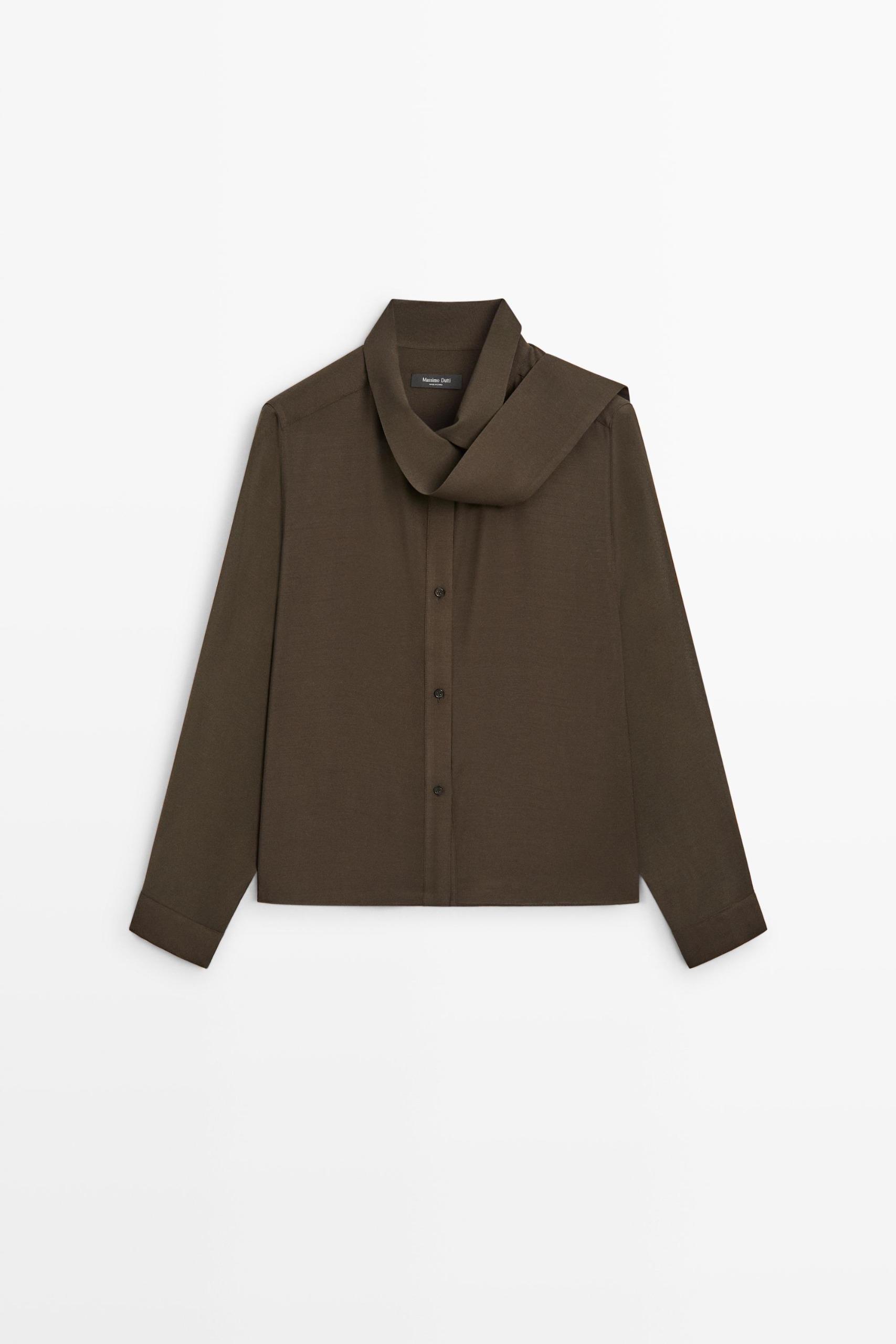Semi-Sheer Shirt With Tie Detail