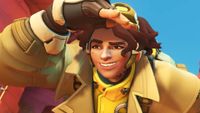 Overwatch 2 hero Venture peering into the distance with a grin on their face