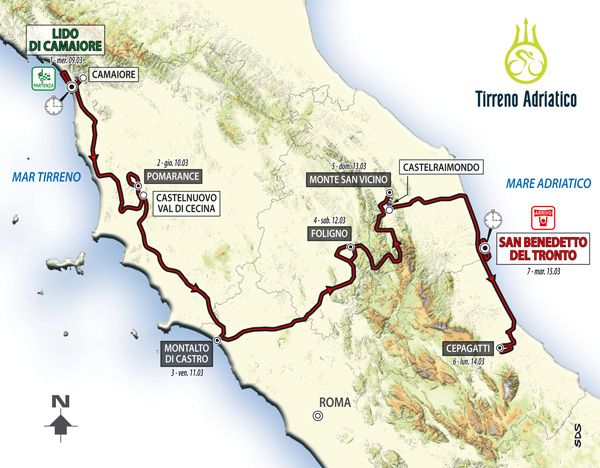 Tirreno-Adriatico 2016 race map