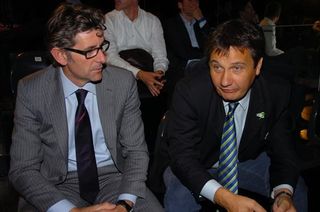 Columbia-HTC's Valerio Piva and Liquigas' Robert Amadio