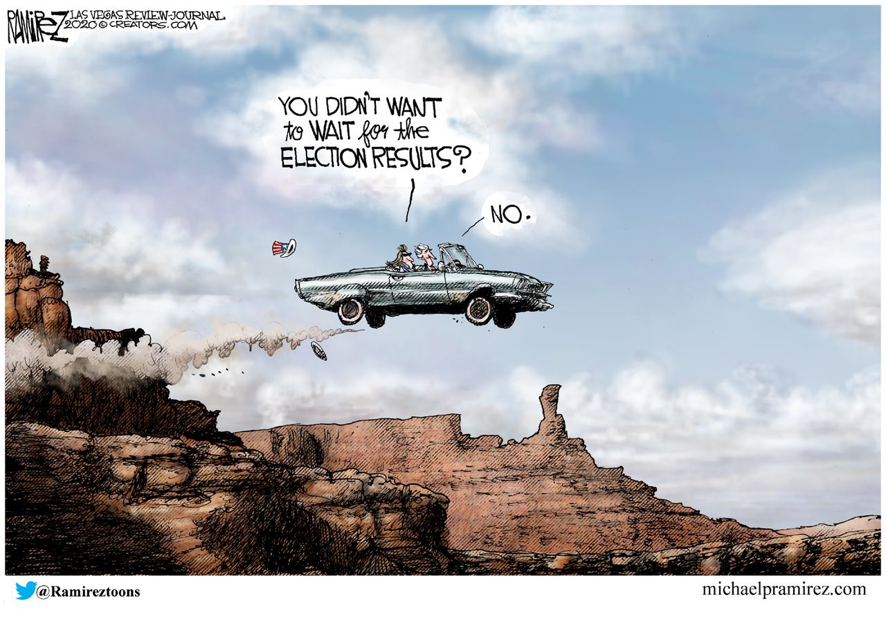 Political Cartoon U.S. Trump Biden Thelma and Louise