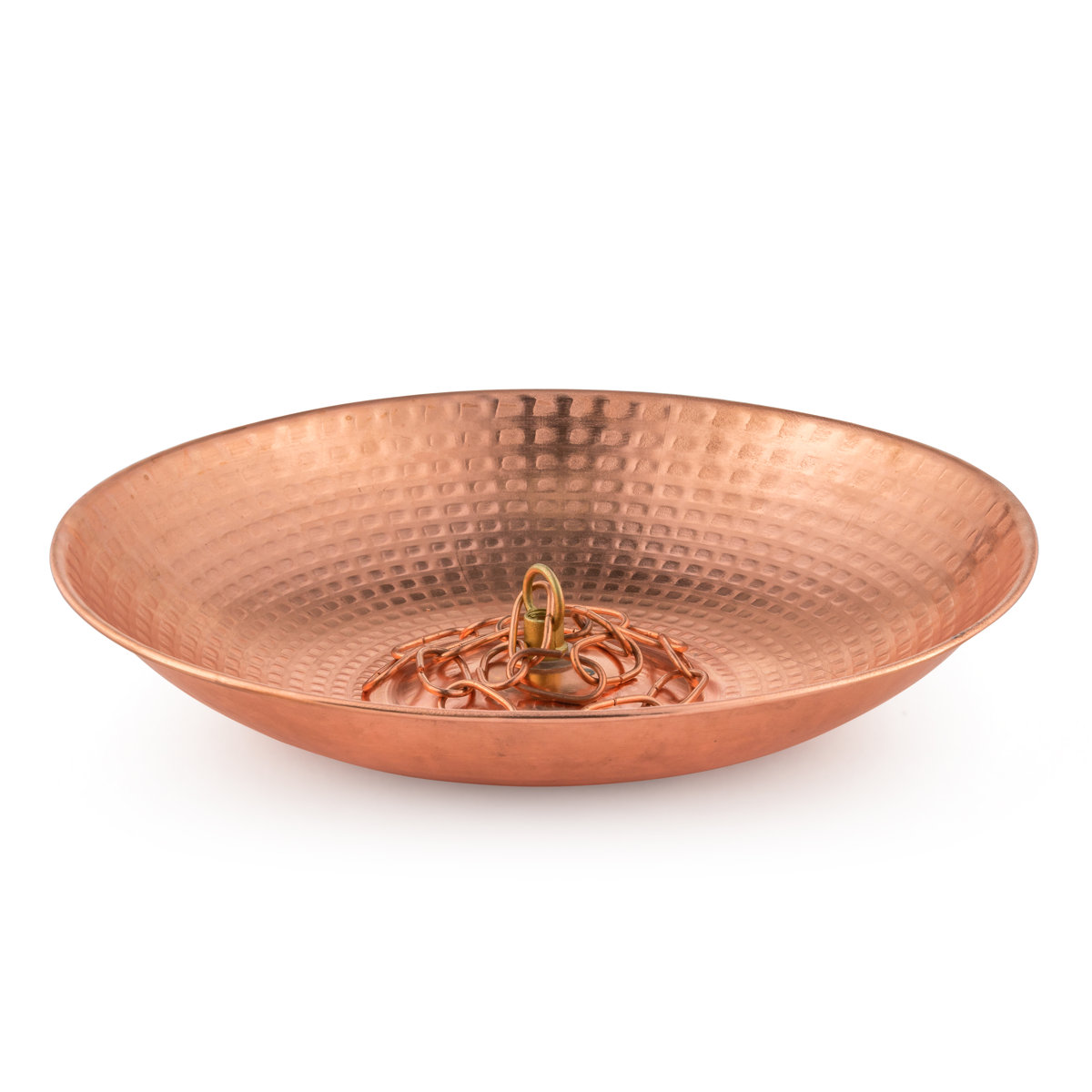 Arlmont &amp;amp; Co. Marrgon 11" Copper Anchoring Basin - Hammered Metal Bowl for Rain Chain Downspouts &amp;amp; Reviews | Wayfair