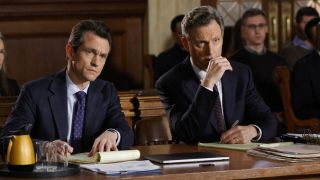 Hugh Dancy and Tony Goldwyn as Price and Baxter trying a case in Law & Order's 500th episode