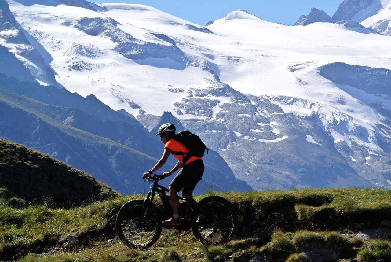 Person using an e-mountain bike