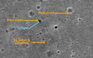 The orbiter captured a glimpse of NASA's InSight lander, as a "mole" probe hammered itself into the Martian surface.