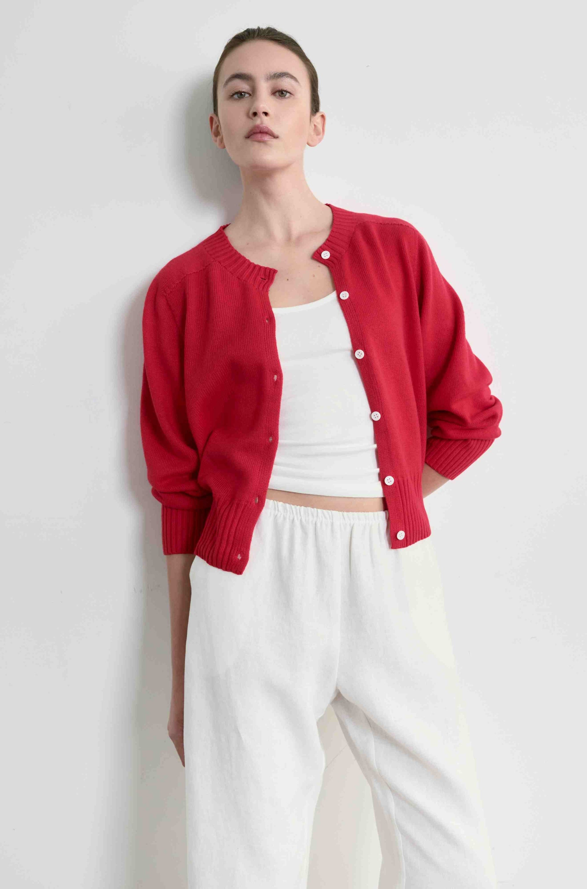 Knit Cardigan - S / Red