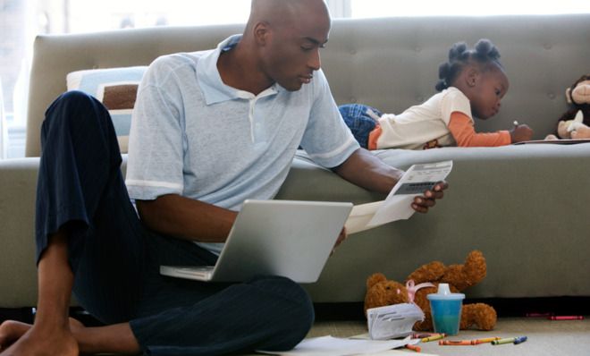 Dad doing paperwork