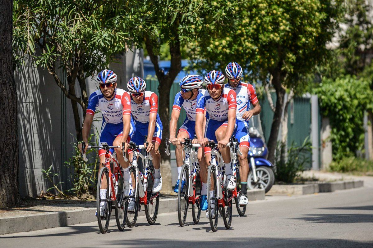 The FDJ team head out for a spin