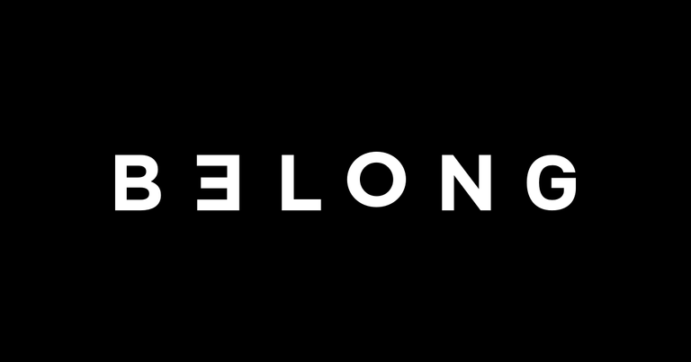 Belong logo with white text on black background