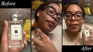 Ariel Baker testing Jo Malone perfume