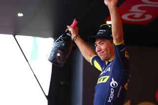 Caleb Ewan enjoying his podium time at the Giro d'Italia