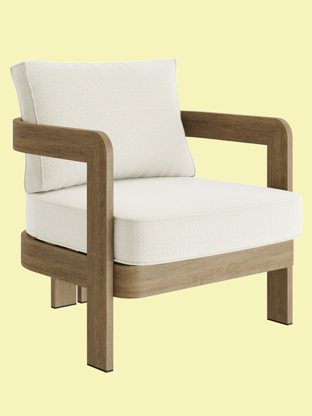 A minimalist outdoor chair with a wood frame from Nth Degree