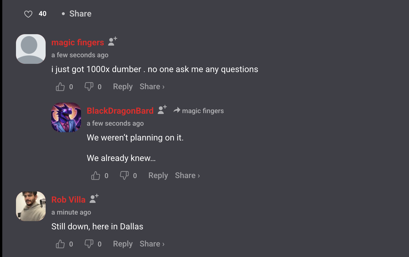 Downdetector comments