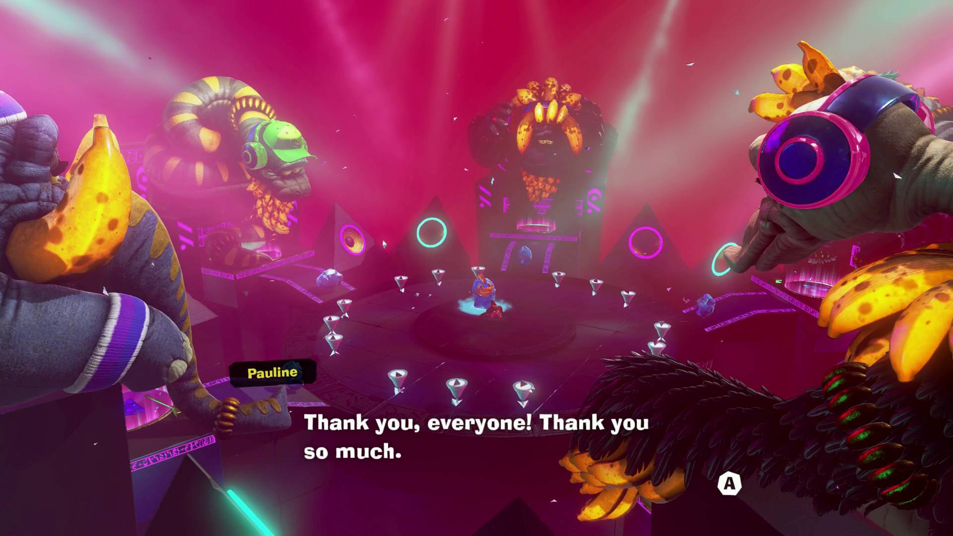 Donkey Kong Bananza post-game Elders in Harmoneel rehearsal level
