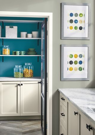 Gray paint color on a kitchen wall