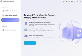Recoverit webpage for restoring deeply hidden video files on computers
