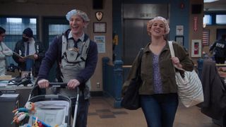Andy Samberg and Melissa Fumero in Brooklyn Nine-Nine Season 8
