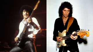 Photo of Phil LYNOTT and THIN LIZZY, Phil Lynott performing live onstage. 1970S, Ritchie Blackmore.