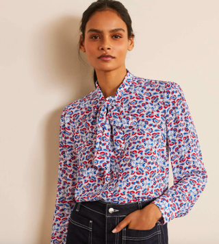 blue and red paisley print blouse from boden