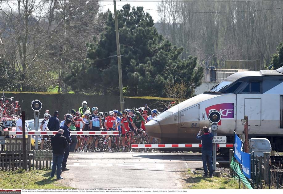 This level crossing was one of the most controversial moments of Paris-Roubaix