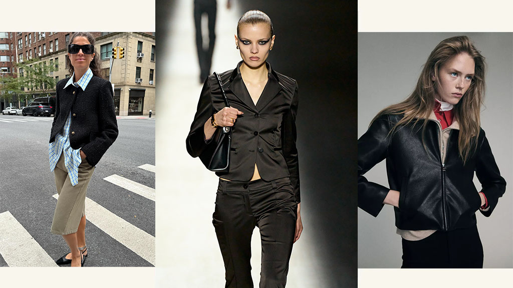 Women in fitted cropped jackets