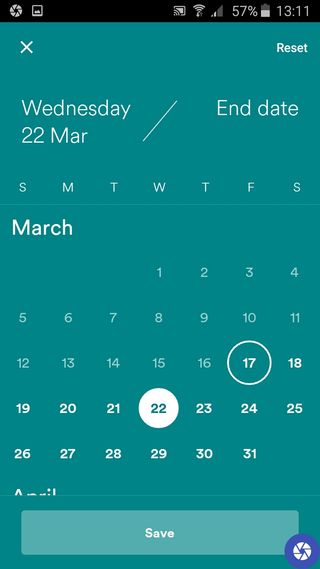 With Airbnb’s app you can set your start and end date with just two taps