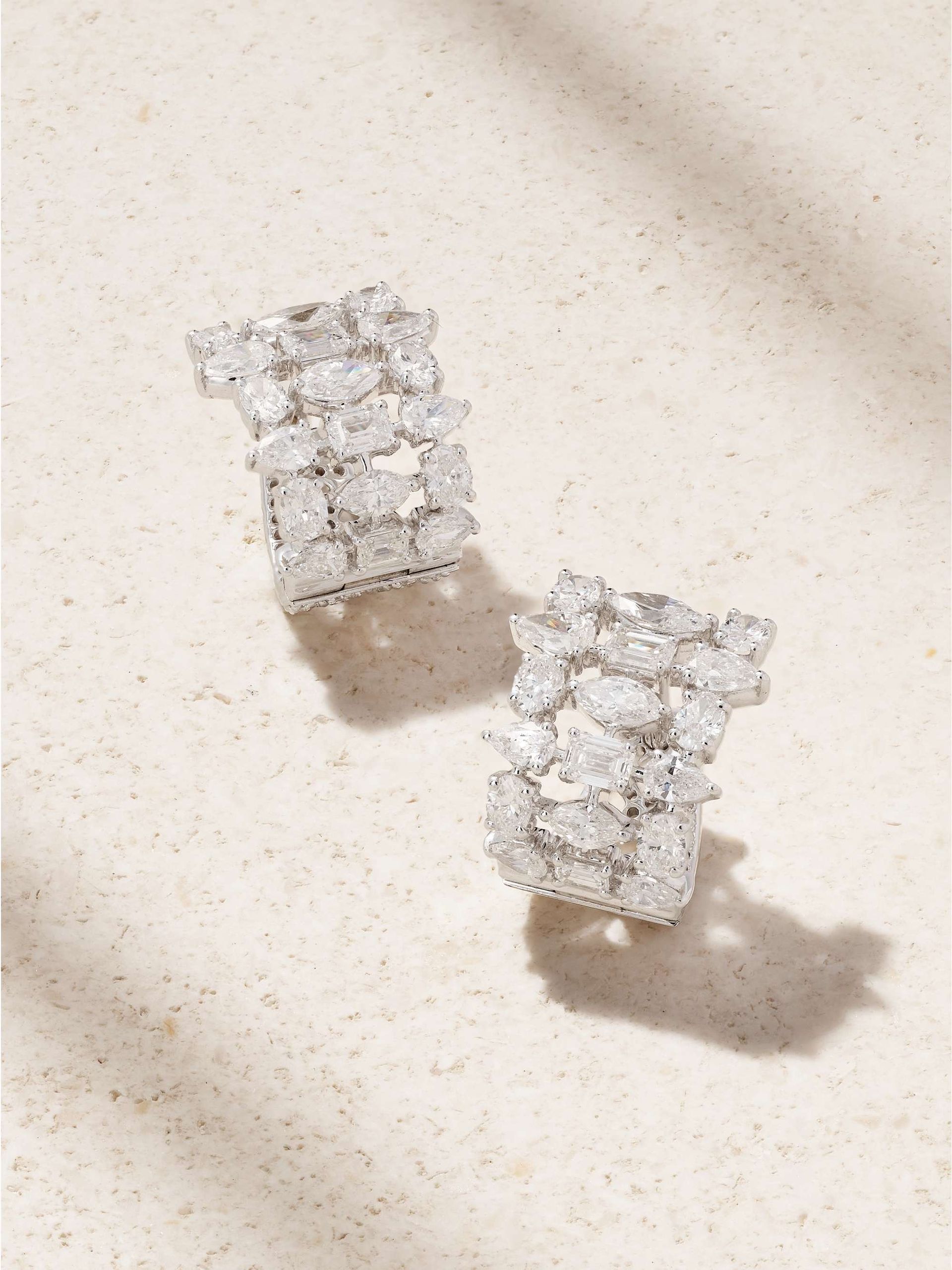 Lumière 18-Karat White Gold Diamond Hoop Earrings