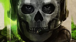 A close-up of Ghost's face in Call of Duty: Modern Warfare 2