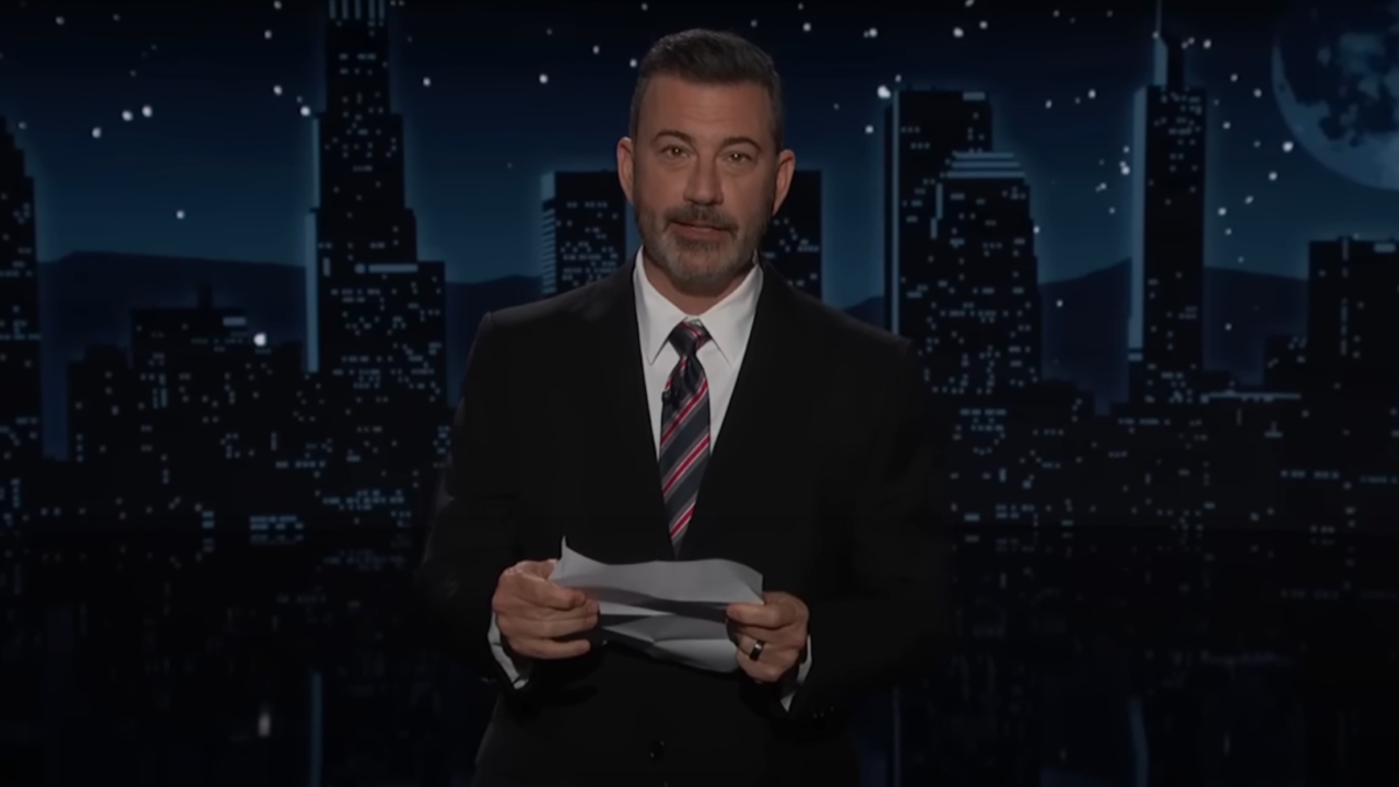 Jimmy Kimmel reading a &quot;prepared statement&quot; during his return monologue on Jimmy Kimmel Live.