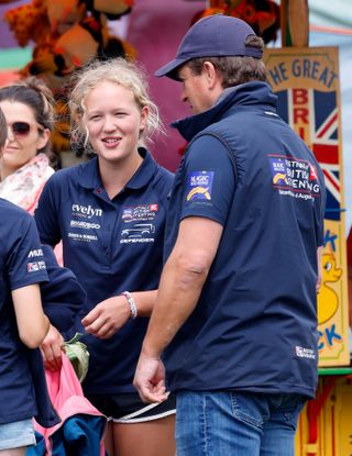 Savannah Phillips with her dad, Peter Phillips, at the Festival of British Eventing