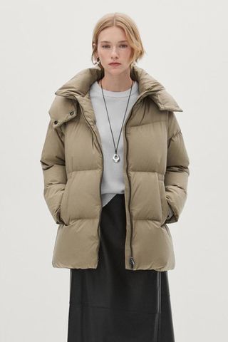 Massimo Dutti Technical Fabric Down Puffer Jacket