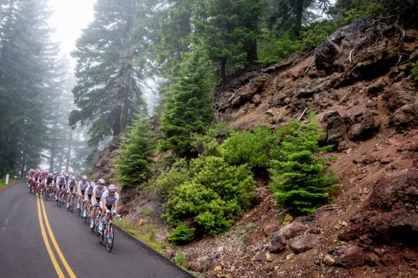 Competitive Cyclist comes to the front on the climb.
