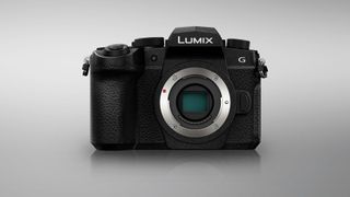 Panasonic Lumix G97 against a grey background