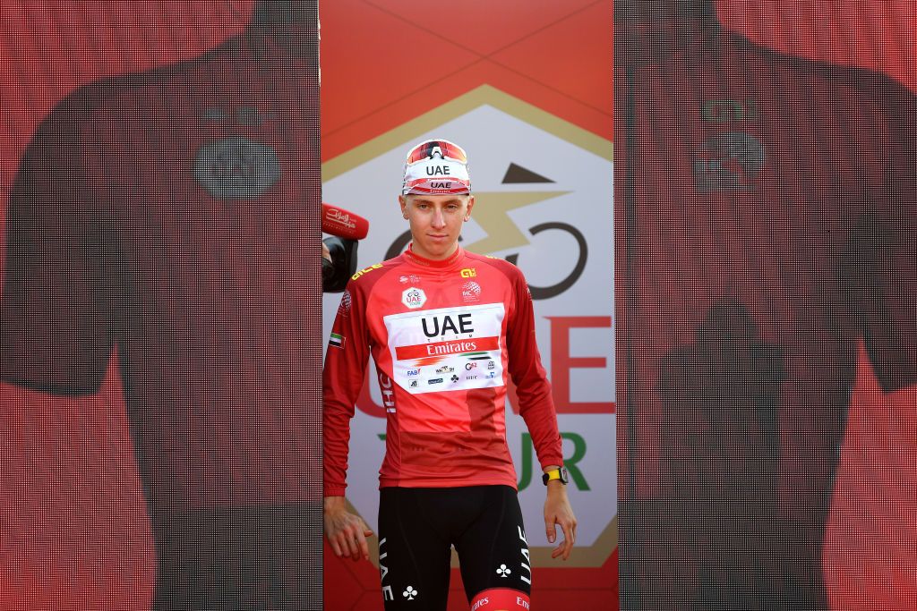 Tadej Pogacar in the UAE Tour red leader's jersey