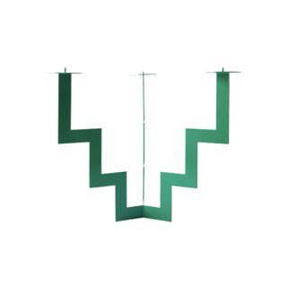 green metal three arms zig zag candle holder