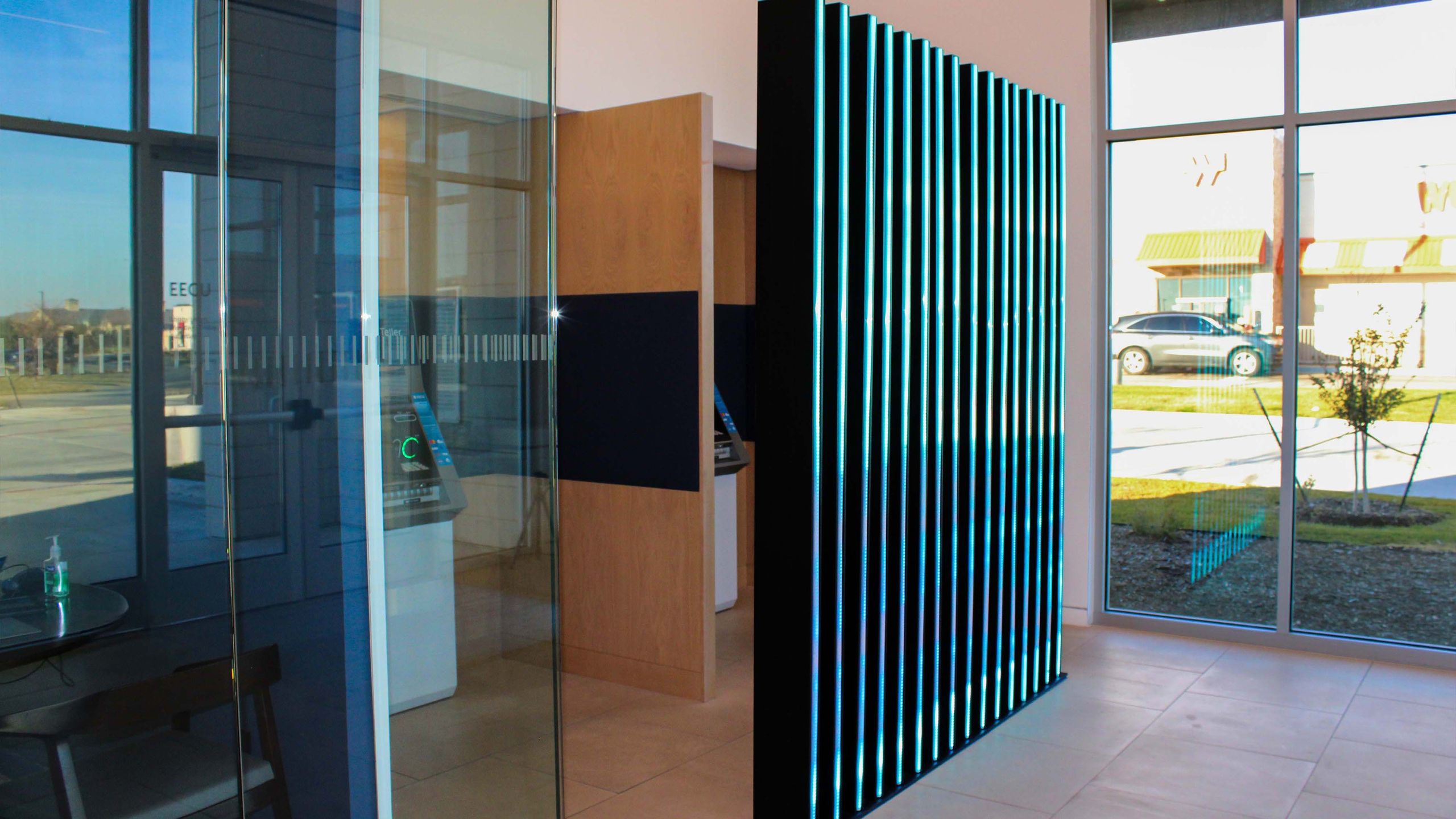 LED Lighting Sticks 'Beautify the Lobbies' of a Pair of Texas Credit Unions