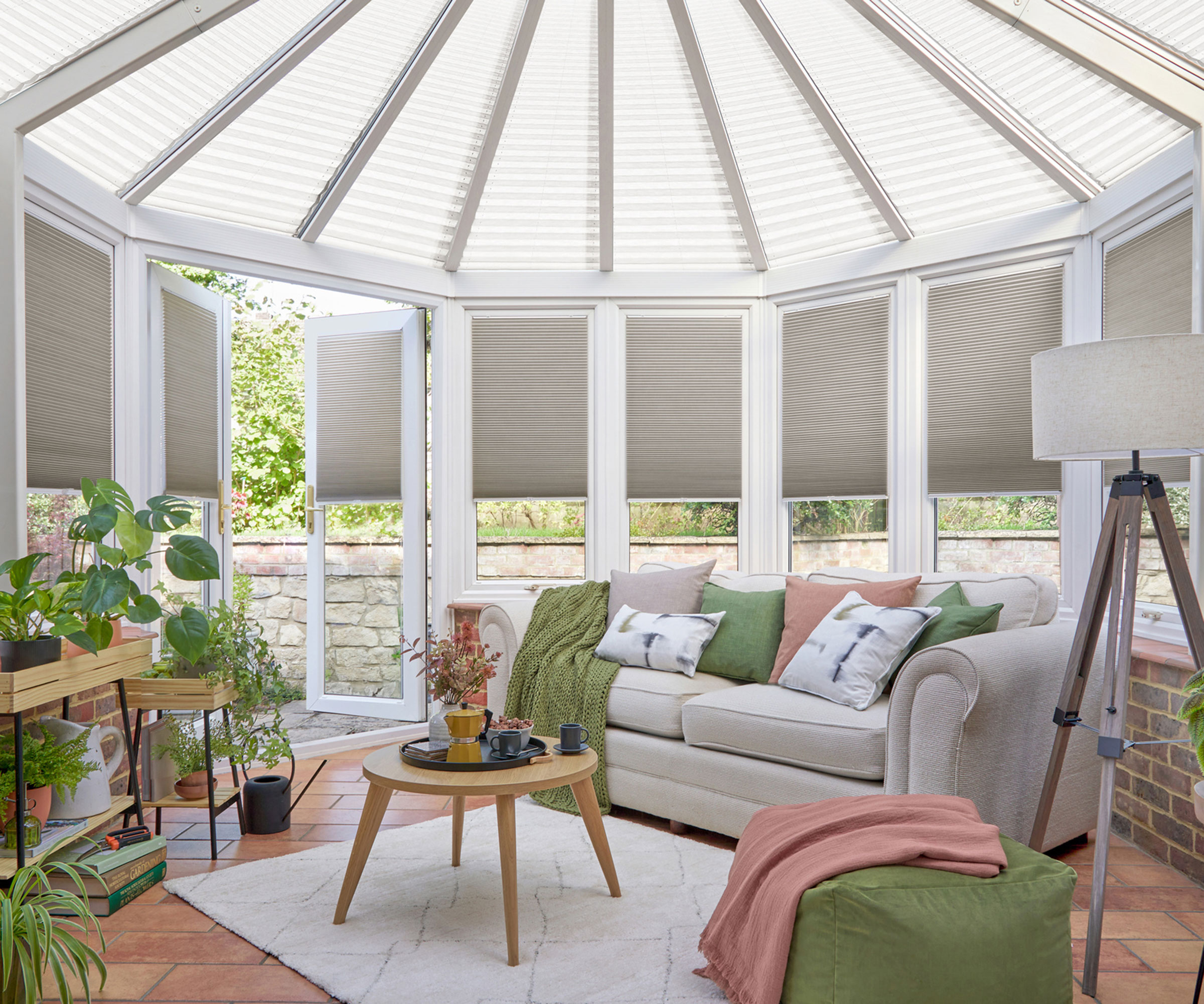 octagonal conservatory with quarry tile flooring