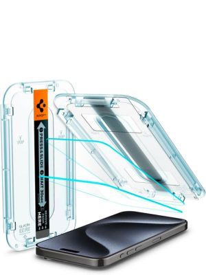  Spigen Tempered Glass Screen Protector [GlasTR EZ FIT] designed for iPhone 15 Pro- 2 Pack