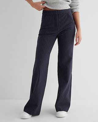 Express Editor High-Waisted Pinstripe Trouser Flare Pant