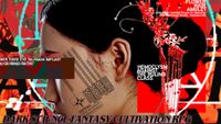 A bright and bold image collage prominently featuring the side profile of an Asian woman. Text reads "Hemoclysm against the ruling class".