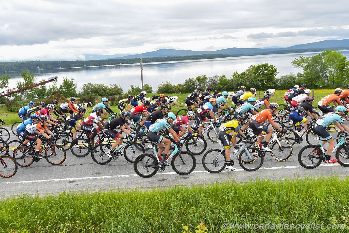Neutral start out of Lac-Megantic for stage 2 at Tour de Beauce