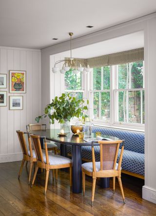 Dining nook with large window seat