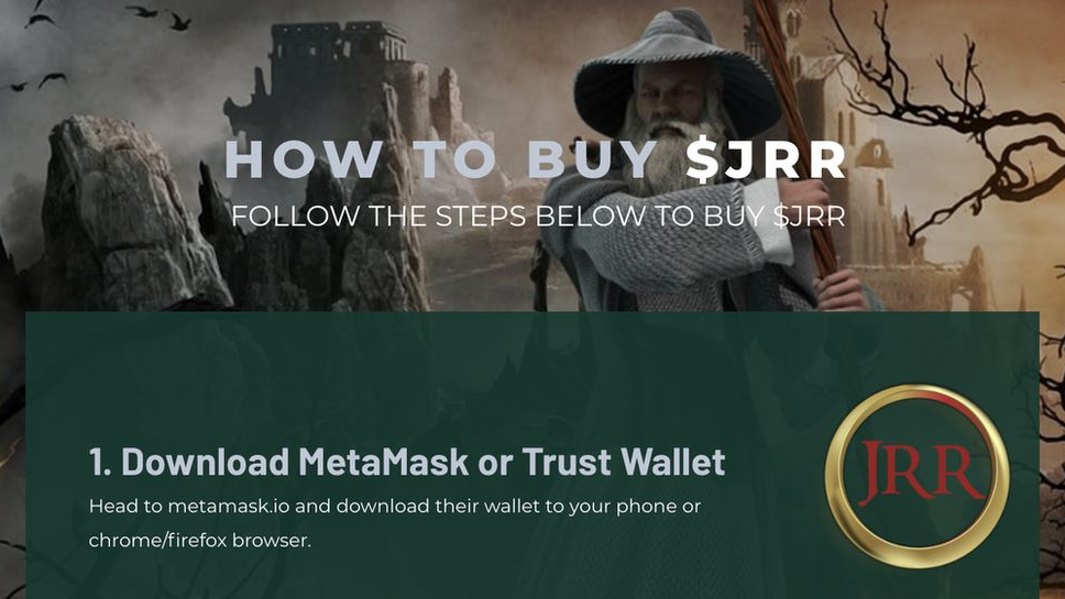 Promotional materials and landing pages for ($JRR) token