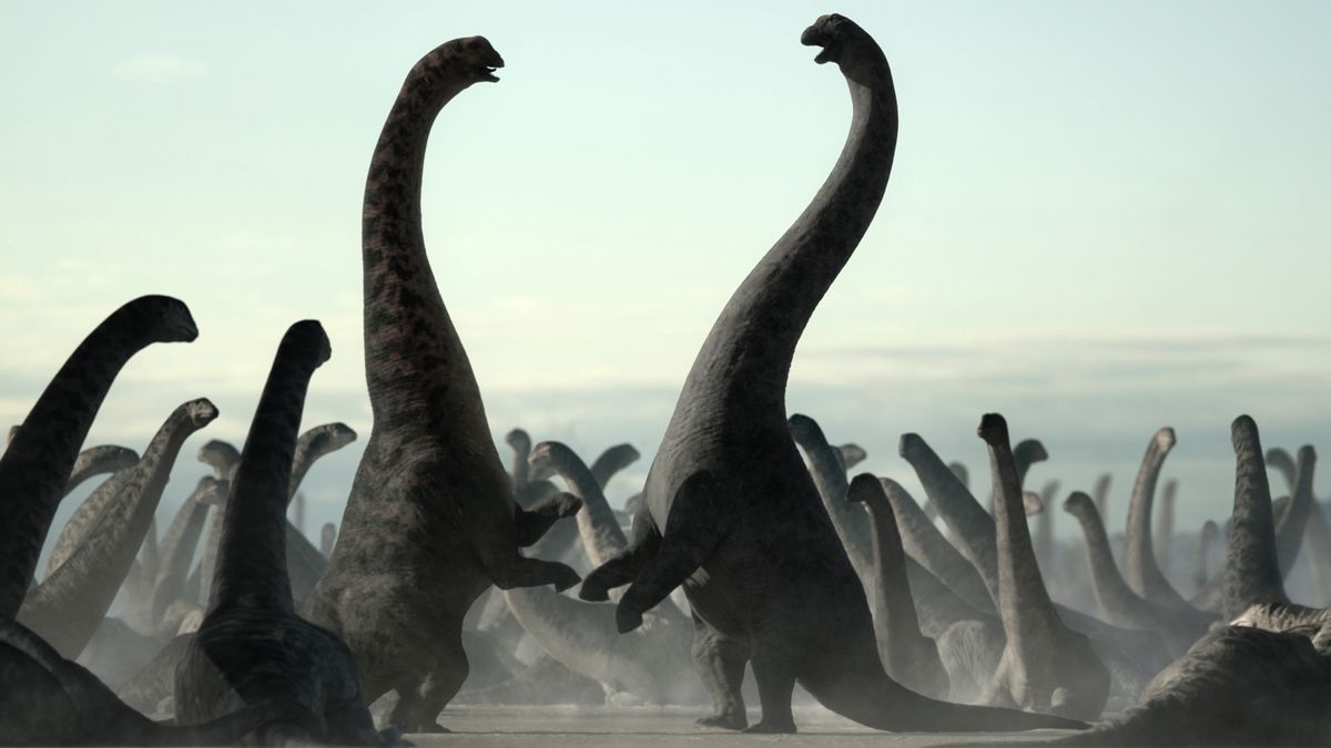 Dreadnoughtus males battle for mating opportunities in &quot;Prehistoric Planet.&quot;