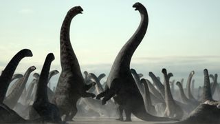 Dreadnoughtus males battle for mating opportunities in "Prehistoric Planet."